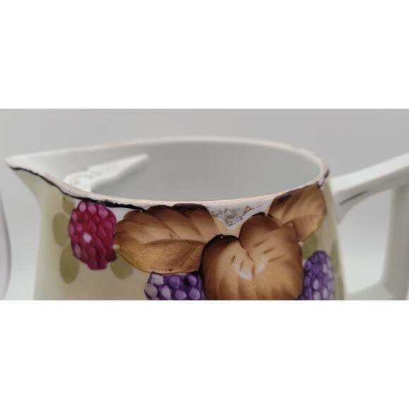 Vintage Lemonade Pitcher Hand Painted with Purple and Pink Raspberry Design - Picture 8 of 16